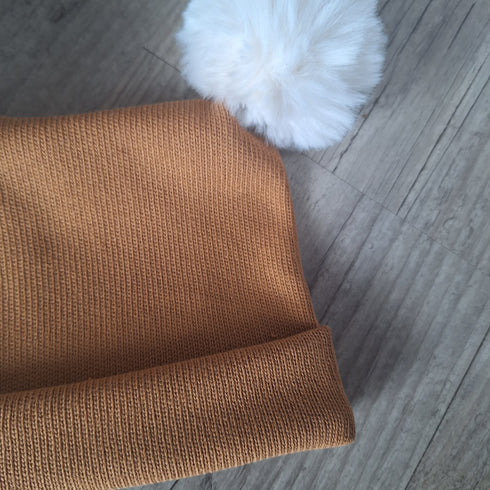 Bonnet oreilles pompons en tissu maille 100% coton - Oeko-Tex